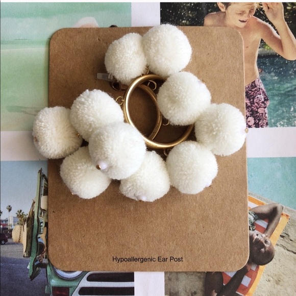 J. Crew Jewelry - J.Crew Pom Pom hoop earrings NWT